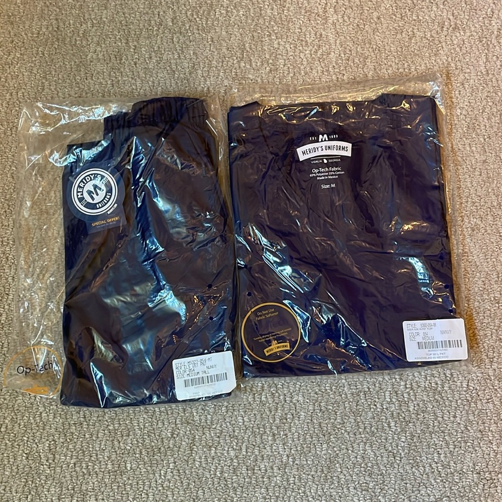 Meridy’s nursing student navy blue scrubs
